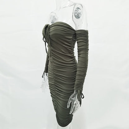 Autumn Winter Bandage Off Shoulder Long Sleeve Slim Elastic Bodycon Party Dresses The Clothing Company Sydney