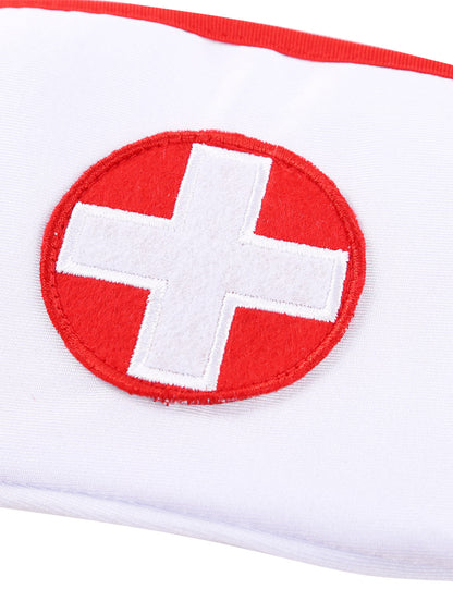 3 Piece Nurse Cosplay Costume Halloween Party Outfit V Neck Dress with Headband and Belt The Clothing Company Sydney