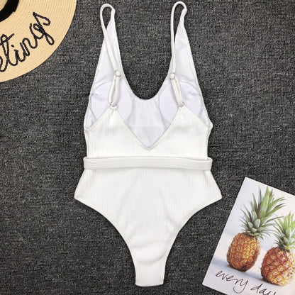 Vintage One Piece Ruffled Push Up Solid Swimwear  Monokini Padded Bathing Suits Swimsuit The Clothing Company Sydney
