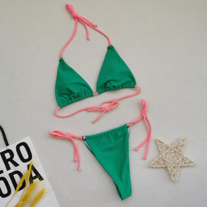 2 Piece Brazilian Bikini Swimwear Summer Halter Lace Up Push Up Padded Bra Micro Bikini Set Beachwear The Clothing Company Sydney