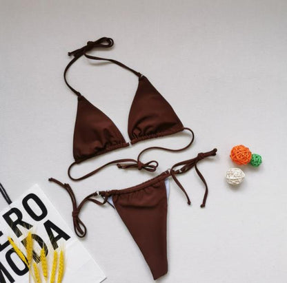 2 Piece Brazilian Bikini Swimwear Summer Halter Lace Up Push Up Padded Bra Micro Bikini Set Beachwear The Clothing Company Sydney