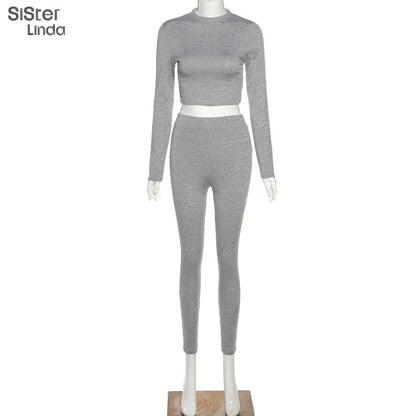 2 Piece Sporty Active Wear Matching Sets Fall Long Sleeve Tops Tees And Leggings Workout Outfits Sportwear The Clothing Company Sydney