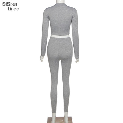 2 Piece Sporty Active Wear Matching Sets Fall Long Sleeve Tops Tees And Leggings Workout Outfits Sportwear The Clothing Company Sydney