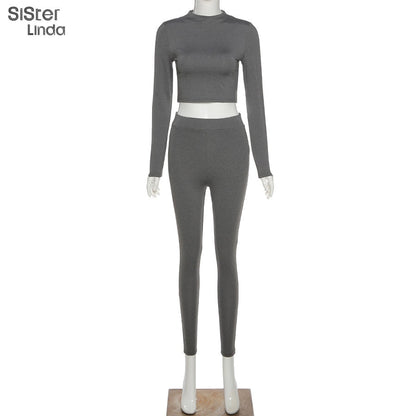 2 Piece Sporty Active Wear Matching Sets Fall Long Sleeve Tops Tees And Leggings Workout Outfits Sportwear The Clothing Company Sydney