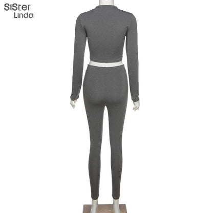 2 Piece Sporty Active Wear Matching Sets Fall Long Sleeve Tops Tees And Leggings Workout Outfits Sportwear The Clothing Company Sydney