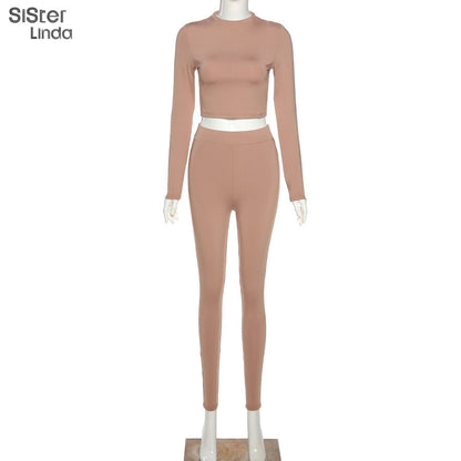 2 Piece Sporty Active Wear Matching Sets Fall Long Sleeve Tops Tees And Leggings Workout Outfits Sportwear The Clothing Company Sydney