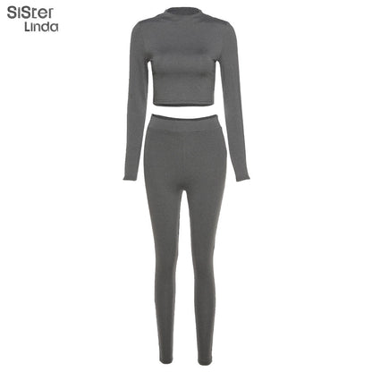 2 Piece Sporty Active Wear Matching Sets Fall Long Sleeve Tops Tees And Leggings Workout Outfits Sportwear The Clothing Company Sydney