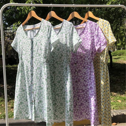 Spring/Summer Pure Color Single Row Buttons V-Neck Slim High Waist Casual Dress The Clothing Company Sydney