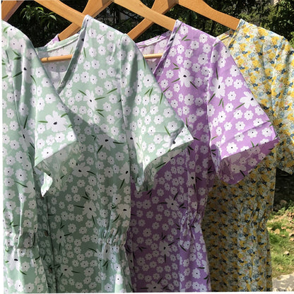 Spring/Summer Pure Color Single Row Buttons V-Neck Slim High Waist Casual Dress The Clothing Company Sydney