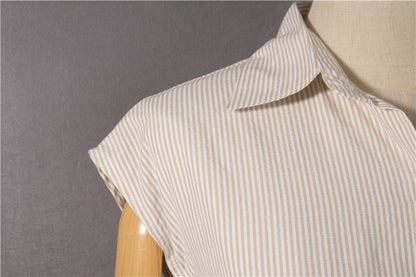 Spring Summer Shirt Dress Multi Colors Casual Sleeveless Striped Oversize Lace Up Long Dress The Clothing Company Sydney