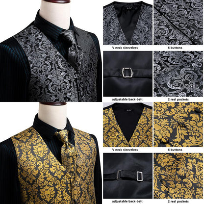 Men's Vests and Tie Business Formal Dresses Slim Vest 4piece Hanky cufflinks for Suit Blue Paisley Waistcoat The Clothing Company Sydney