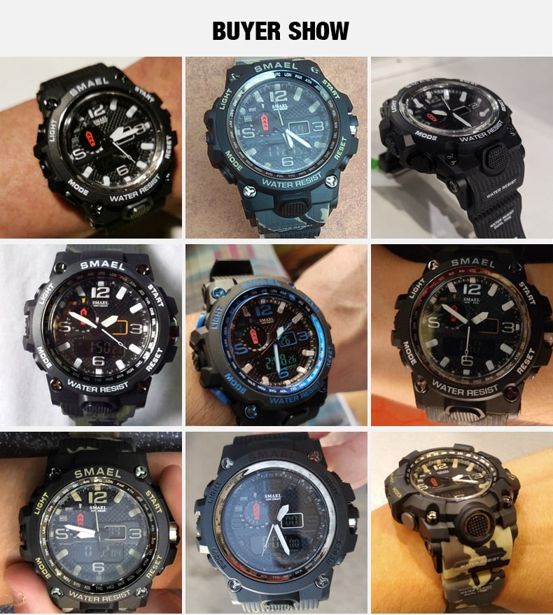 50M Water Resitant Clock Alarm 1545D Dual Display Wristwatch Quartz Military Watch Sport New Mens Watch The Clothing Company Sydney