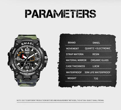 50M Water Resitant Clock Alarm 1545D Dual Display Wristwatch Quartz Military Watch Sport New Mens Watch The Clothing Company Sydney