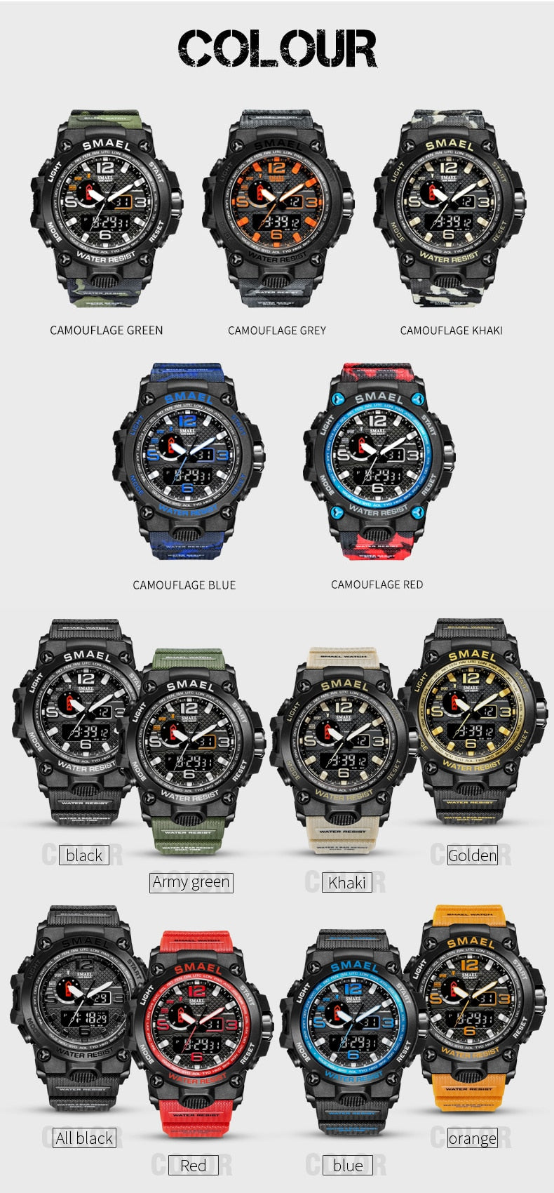 50M Water Resitant Clock Alarm 1545D Dual Display Wristwatch Quartz Military Watch Sport New Mens Watch The Clothing Company Sydney