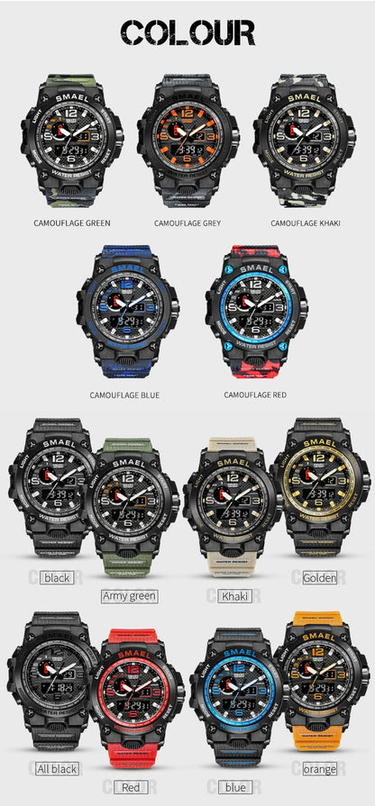 50M Water Resitant Clock Alarm 1545D Dual Display Wristwatch Quartz Military Watch Sport New Mens Watch The Clothing Company Sydney
