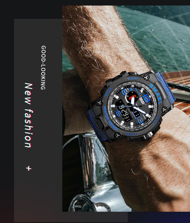 50M Water Resitant Clock Alarm 1545D Dual Display Wristwatch Quartz Military Watch Sport New Mens Watch The Clothing Company Sydney