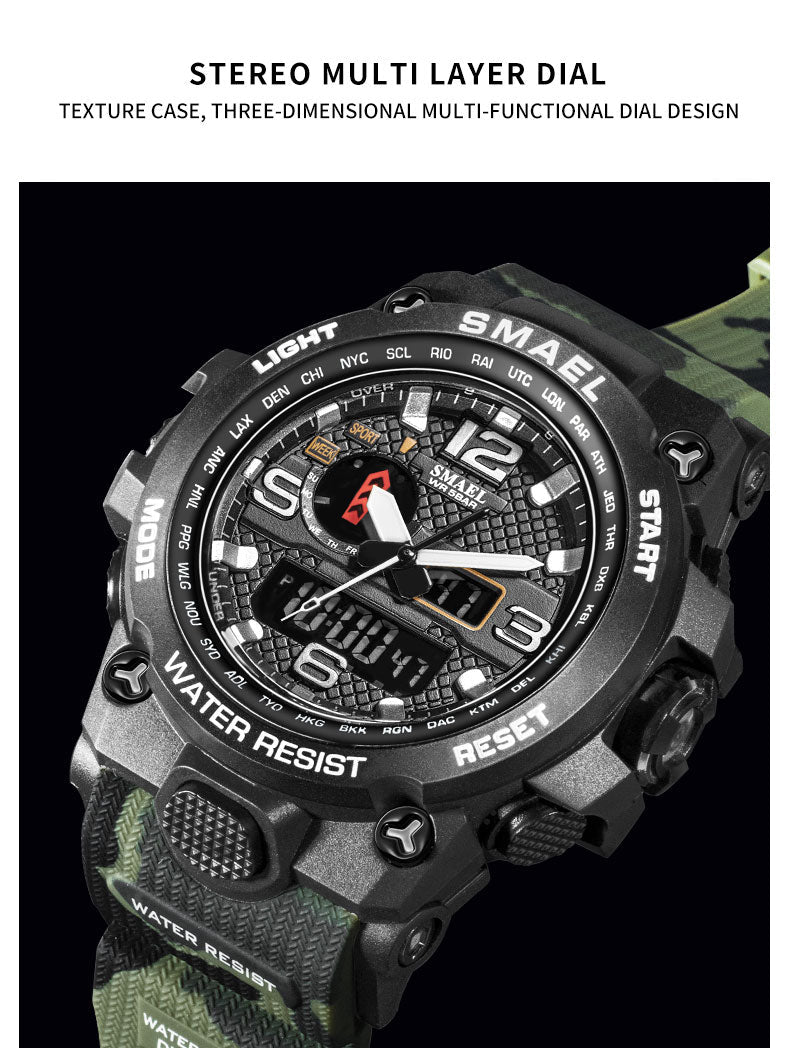 50M Water Resitant Clock Alarm 1545D Dual Display Wristwatch Quartz Military Watch Sport New Mens Watch The Clothing Company Sydney