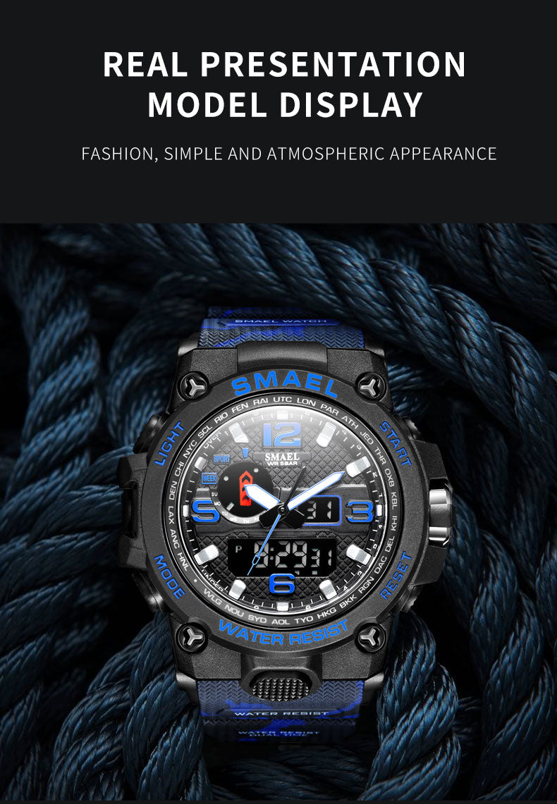 50M Water Resitant Clock Alarm 1545D Dual Display Wristwatch Quartz Military Watch Sport New Mens Watch The Clothing Company Sydney