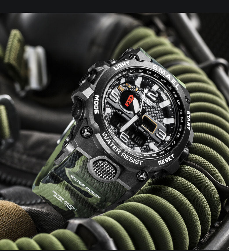 50M Water Resitant Clock Alarm 1545D Dual Display Wristwatch Quartz Military Watch Sport New Mens Watch The Clothing Company Sydney