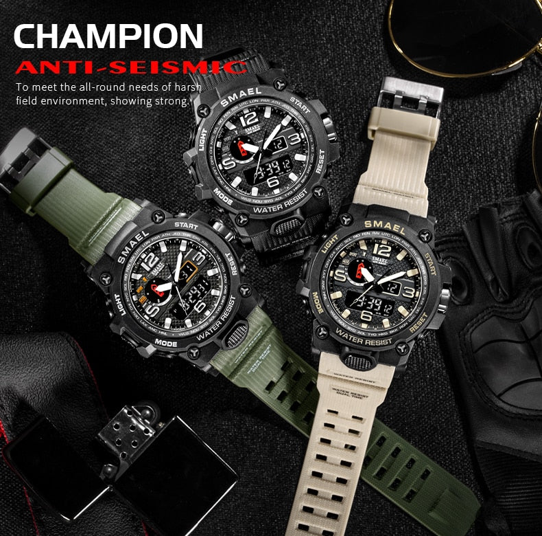 50M Water Resitant Clock Alarm 1545D Dual Display Wristwatch Quartz Military Watch Sport New Mens Watch The Clothing Company Sydney