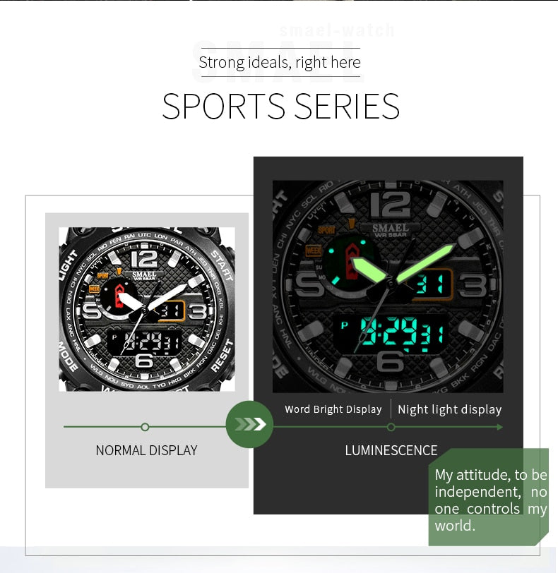50M Water Resitant Clock Alarm 1545D Dual Display Wristwatch Quartz Military Watch Sport New Mens Watch The Clothing Company Sydney