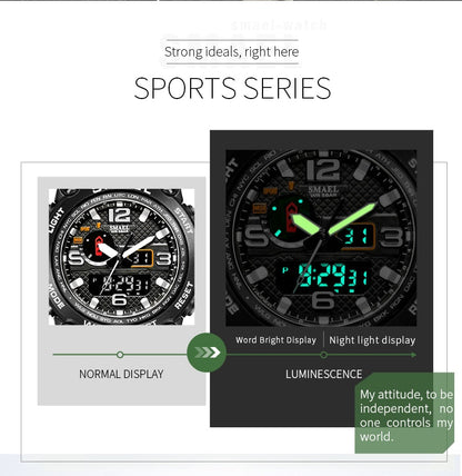 50M Water Resitant Clock Alarm 1545D Dual Display Wristwatch Quartz Military Watch Sport New Mens Watch The Clothing Company Sydney