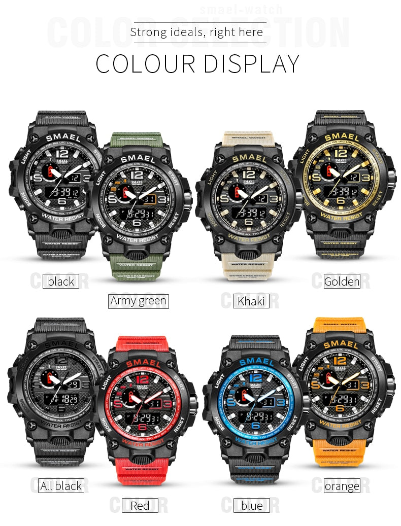 50M Water Resitant Clock Alarm 1545D Dual Display Wristwatch Quartz Military Watch Sport New Mens Watch The Clothing Company Sydney