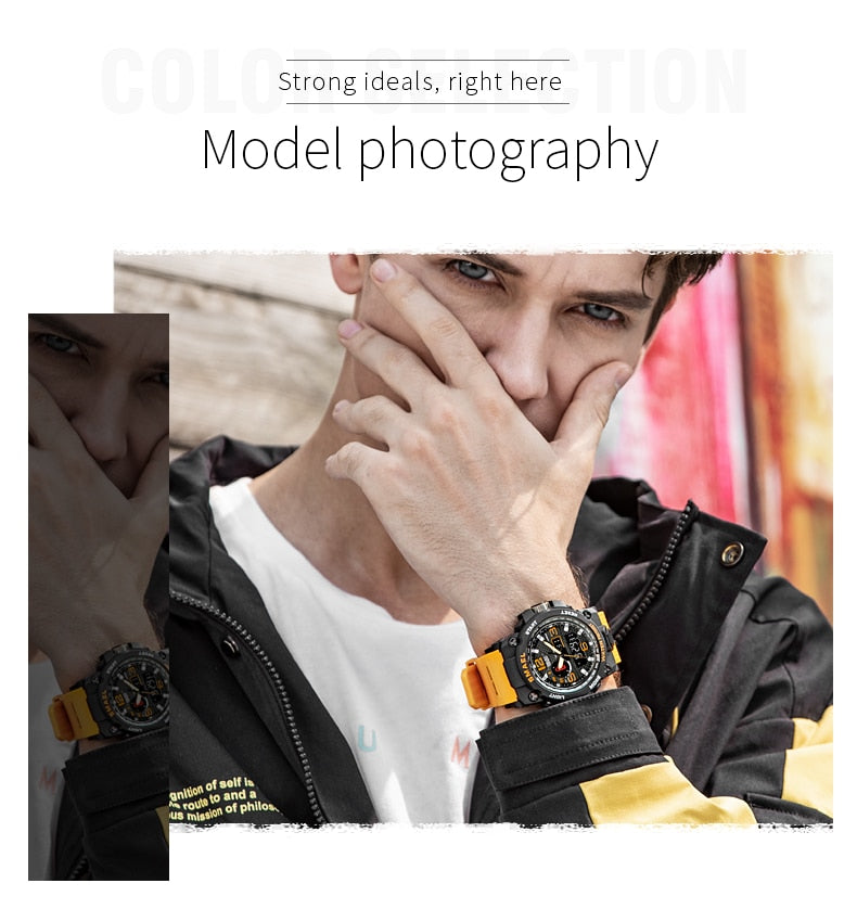 50M Water Resitant Clock Alarm 1545D Dual Display Wristwatch Quartz Military Watch Sport New Mens Watch The Clothing Company Sydney