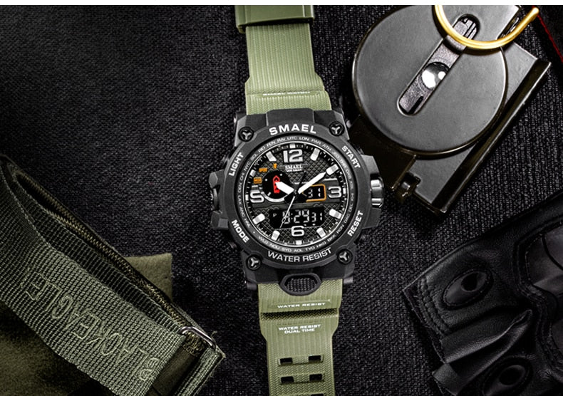50M Water Resitant Clock Alarm 1545D Dual Display Wristwatch Quartz Military Watch Sport New Mens Watch The Clothing Company Sydney