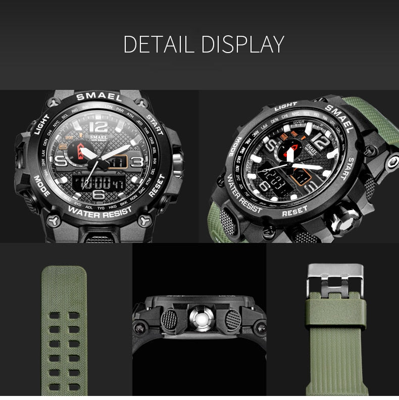 50M Water Resitant Clock Alarm 1545D Dual Display Wristwatch Quartz Military Watch Sport New Mens Watch The Clothing Company Sydney