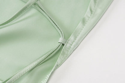 Satin Strap Mini Ruched Lace Up Cross Bandage Backless Bodycon Party Elegant Club Beach Slim Dress The Clothing Company Sydney