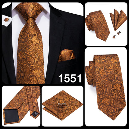 3 Piece Men's 8.5cm Tie Solid Orange Neck Ties Set Boutonniere Pocket Square Cufflink Gift Box for Wedding Party Suit Cravat The Clothing Company Sydney