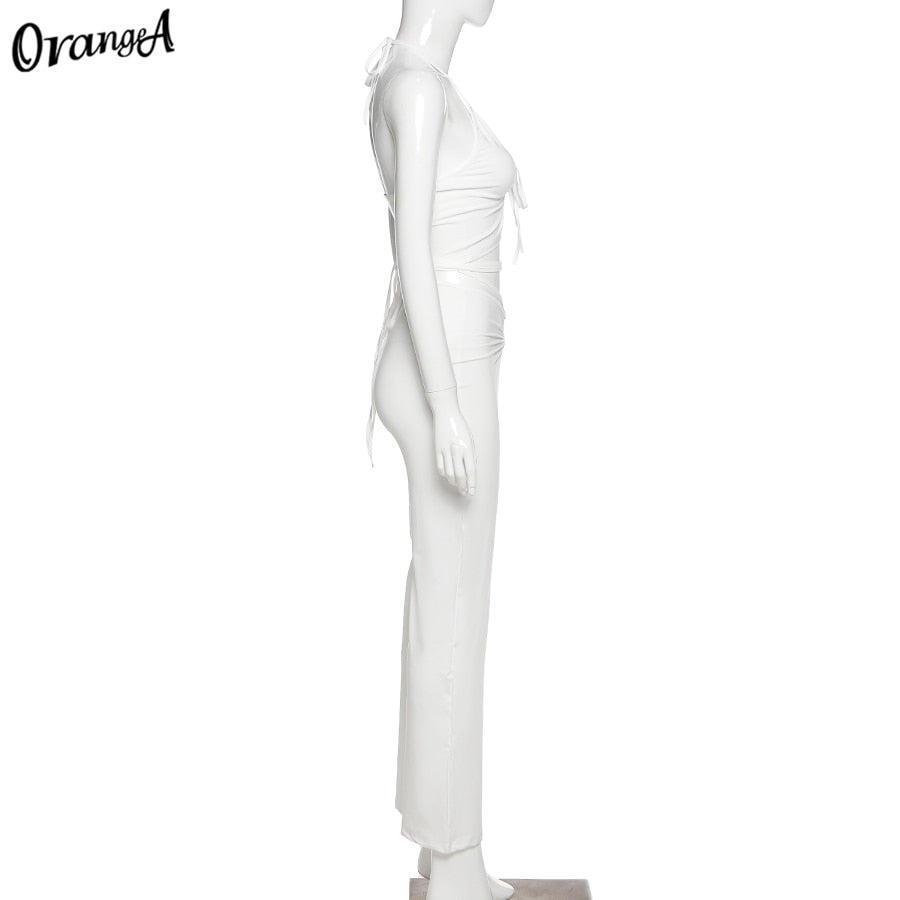2 Piece Halter bandage v-neck sleeveless ruched tops sweatpants matching clubwear stretchy skinny bodycon Set The Clothing Company Sydney