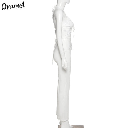 2 Piece Halter bandage v-neck sleeveless ruched tops sweatpants matching clubwear stretchy skinny bodycon Set The Clothing Company Sydney