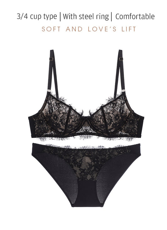 2 Piece Underwear Eyelash lace Bralette Brassiere Bra Push Up Bras and Panties Sexy Lingerie Set The Clothing Company Sydney