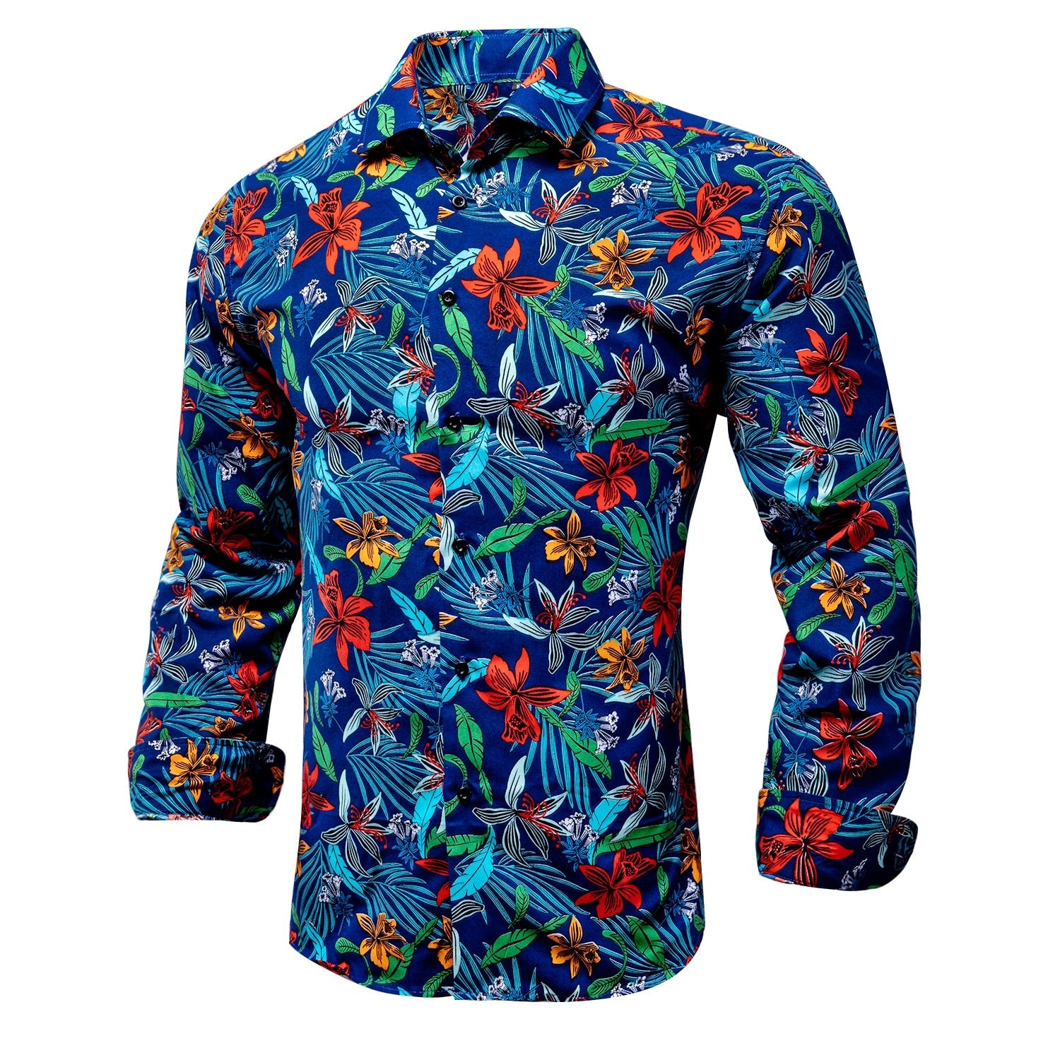 Blue Men's Shirts Paisley Floral Silk Gold Long Sleeve Casual Shirt Business Party Wedding Dress Shirt The Clothing Company Sydney