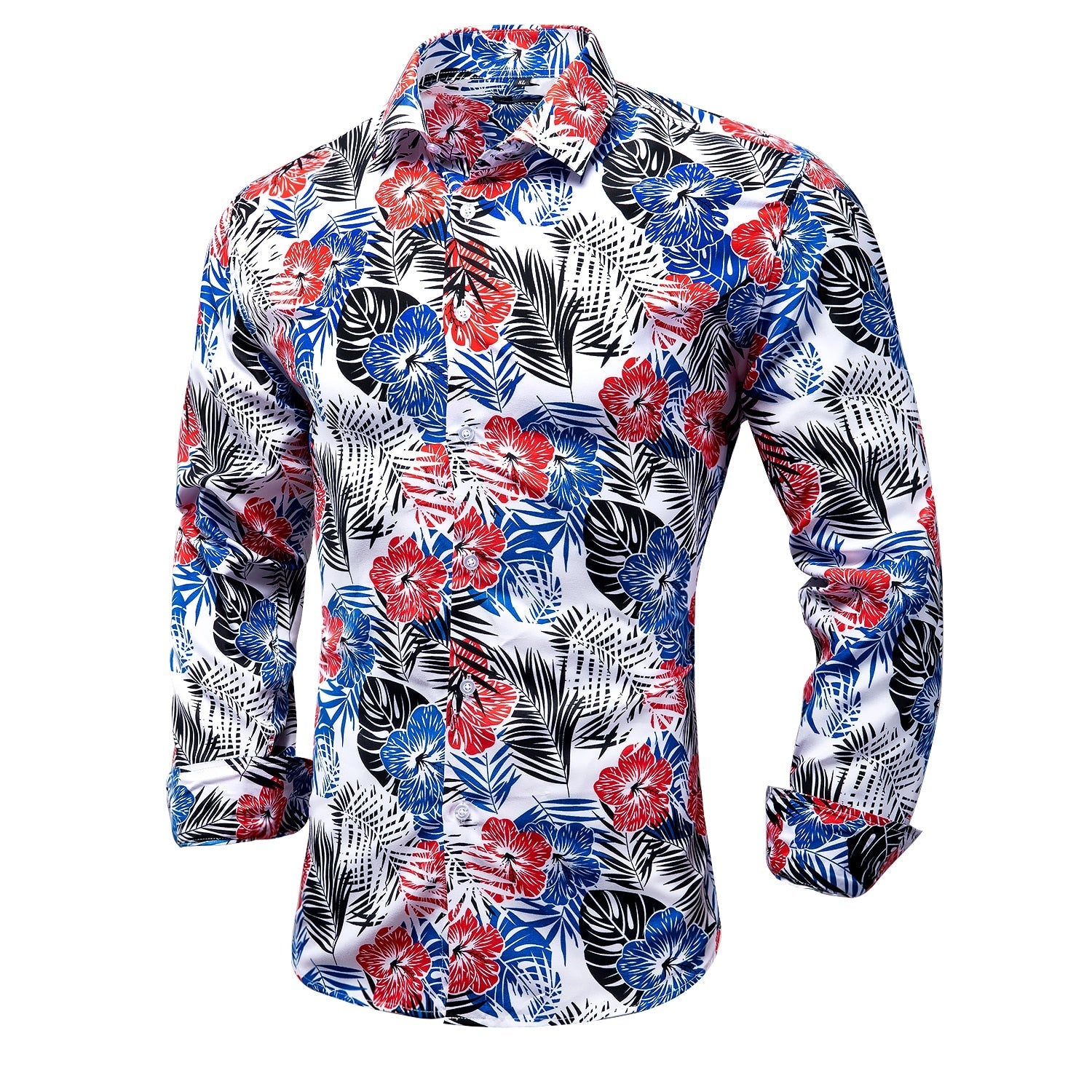 Blue Men's Shirts Paisley Floral Silk Gold Long Sleeve Casual Shirt Business Party Wedding Dress Shirt The Clothing Company Sydney