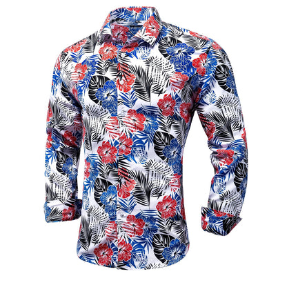 Blue Men's Shirts Paisley Floral Silk Gold Long Sleeve Casual Shirt Business Party Wedding Dress Shirt The Clothing Company Sydney