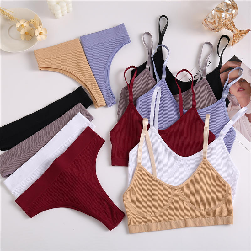 2 Piece Bra Lingerie Underwear Bralette Ribbed Tops Brassiere Basic Stretchy Tank Crop Tops Set The Clothing Company Sydney