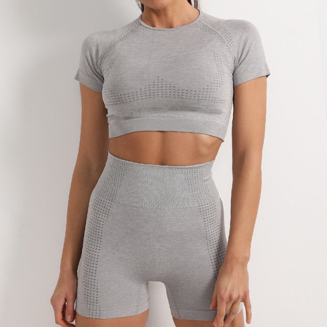 2 Piece Gym Sportwear Yoga Set Suit for Fitness Sport Outfit Seamless Leggings Sports Shorts Top Workout Set The Clothing Company Sydney