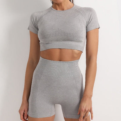 2 Piece Gym Sportwear Yoga Set Suit for Fitness Sport Outfit Seamless Leggings Sports Shorts Top Workout Set The Clothing Company Sydney