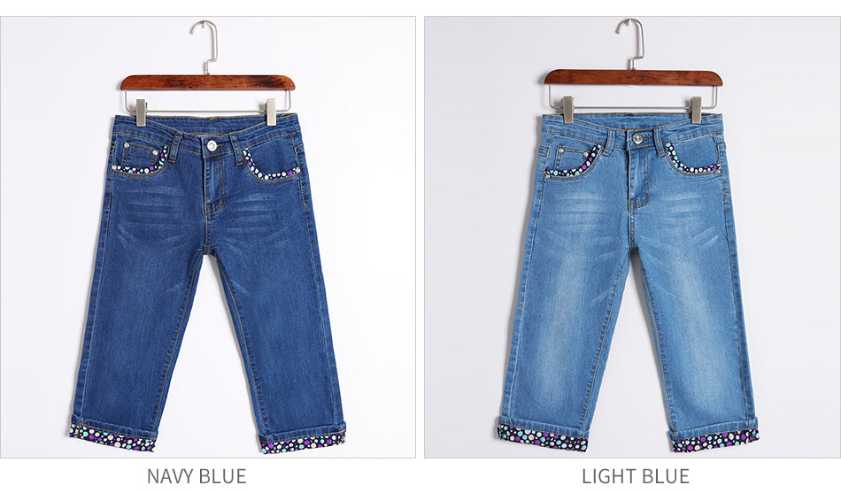 Denim Skinny Capris Pants Stretch Fashion Polka Dot Elastic Knee Length Jeans The Clothing Company Sydney