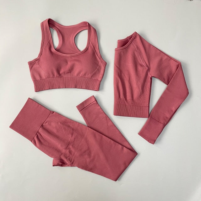 3 Piece Fitness Women Yoga Set Seamless Sportswear workout sport leggings+top+Bra Gym Set Woman Gym Clothing shorts sets 2021 HOT The Clothing Company Sydney