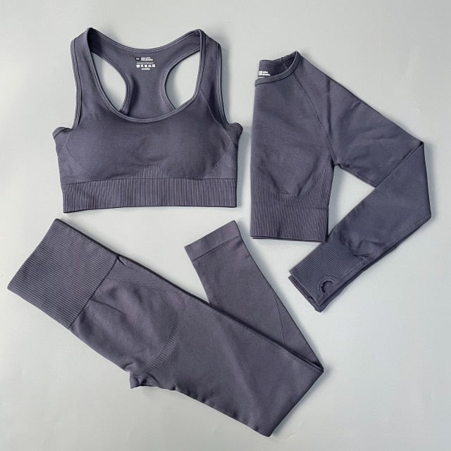 3 Piece Fitness Women Yoga Set Seamless Sportswear workout sport leggings+top+Bra Gym Set Woman Gym Clothing shorts sets 2021 HOT The Clothing Company Sydney