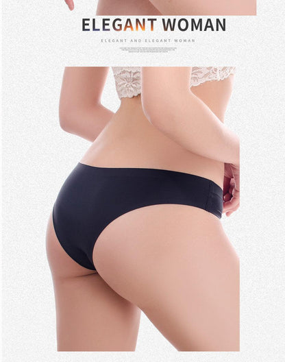 2 Pack Underwear Panties Seamless Big Size Low Rise Sexy Women Ice Silk Bikini Briefs Solid T-Back Tanga Lingerie The Clothing Company Sydney