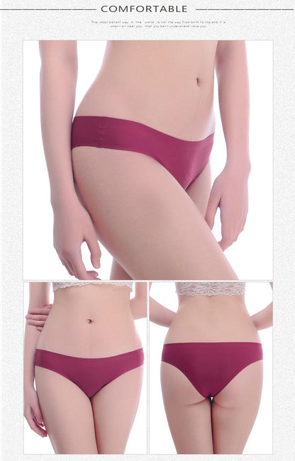 2 Pack Underwear Panties Seamless Big Size Low Rise Sexy Women Ice Silk Bikini Briefs Solid T-Back Tanga Lingerie The Clothing Company Sydney