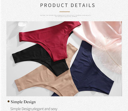 2 Pack Underwear Panties Seamless Big Size Low Rise Sexy Women Ice Silk Bikini Briefs Solid T-Back Tanga Lingerie The Clothing Company Sydney