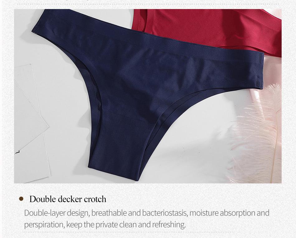 2 Pack Underwear Panties Seamless Big Size Low Rise Sexy Women Ice Silk Bikini Briefs Solid T-Back Tanga Lingerie The Clothing Company Sydney