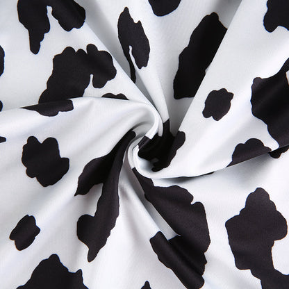 Cow Print Pattern Print Crop Top Long Sleeve Slim Fit Holiday Fashion Casual Short T Shirt Streetwear The Clothing Company Sydney