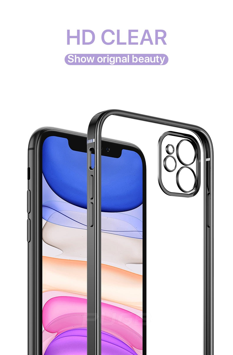 Luxury Plating Square Frame Transparent Case For iPhone 11 12 13 Pro Max Mini X Xr XS SE 2020 7 8 Plus Soft Silicone Clear Cover The Clothing Company Sydney